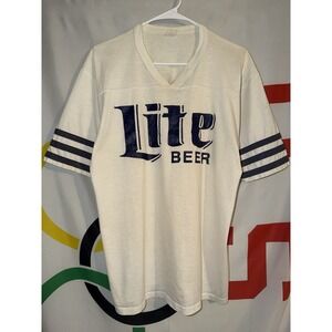 Vintage 80s Velvet Sheen Miller Lite Beer T Shirt Large Distressed